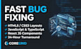 fix html css javascript and react bugs in 24 hours