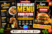 design restaurant menu templates, canva design, food flyer, editable