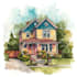 make premium watercolor architectural home illustration