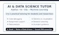 tutor you in python, r, sql, machine learning and ai projects