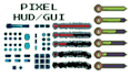 create pixel art game UI, hud, bars, frames and retro gui assets