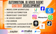 fix, setup make com automation, zapier webhook with manychat, uchat, chatfuel