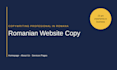 write romanian business website copy and about us page