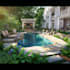 do backyard landscape design, garden, pool, patio, fireplace