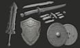 create 3d sword, shield and cosplay weapon, stl for printing