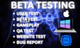 user test beta test manual test saas website app game and provide feedback