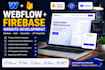 develop webflow website with firebase database auth, outseta, membership site