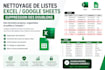 nettoyage de liste excel google sheets