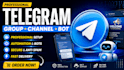 setup a professional telegram account, group, channel with telegram bot