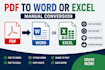 convert pdf to word or excel manually