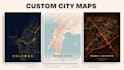 create custom luxury city map posters and wall art