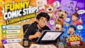 draw funny comic strips and cartoon illustrations