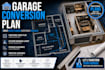 draw garage conversion plan with proper space plan and efficient water drainage