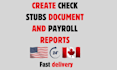 create check stubs document and payroll reports