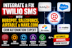 sync twilio sms with hubspot salesforce airtable and fix make com CRM automation