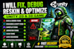fix debug reskin and optimize unity 2d 3d game bugs errors crashes UI gameplay