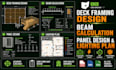 prepare ohio deck framing design, beam calculation, panel design, lighting plans