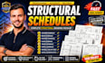 structural column schedule, beam, footing slab schedule, material takeoff design