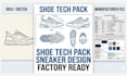 create shoe tech pack, sneakers tech pack, footwear tech for manufacturing