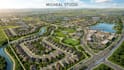 render 3d site urban plan, animate masterplan residential, subdivision community