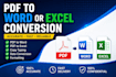 convert PDF to word or excel
