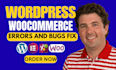 fix wordpress bug issues, woocommerce error, html css and website bug fix
