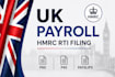 process UK payroll submit rti to hmrc  prepare payslips