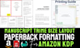 do manuscript layout setup, paperback trim size formatting for amazon kdp