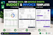 create editable excel or google sheets budget invoice templates design