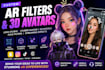 custom ar filters vtuber avatars lens effects and 3d streaming assets