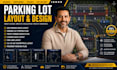 draft parking lot layout, ada parking plan, striping design truck turning radius