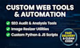 develop custom seo audit tools, image resizers, google adsense javascript