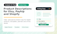 write product descriptions for etsy payhip and shopify