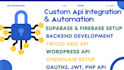 integrate oauth2, jwt, social login, stripe api, firebase and supabase backend