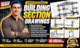 design civil engineering building, foundation wall drawings and wall sections