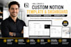 create a custom notion template, notion website dashboard automation