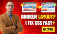 fix HTML CSS styling and layout issues