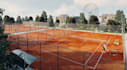 2d plan to 3d visualize,multiple tennis courts, commercial sport facility render