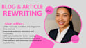do seo article writing, blog writing and rewriting