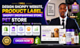 design shopify web, product label, shopify store, pet store