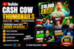 design high CTR youtube thumbnails for gaming and cash cow