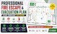 design custom fire emergency evacuation plan, egress plan and fire escape plans