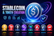develop stablecoin, token creation on bep20, trc20, polygon, solan, ethereum