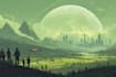 illustrate space, robots, and futuristic worlds