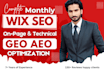 do on page SEO and GEO aeo optimization for your wix website
