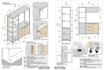 design showcase cabinet, media wall, TV unit shelf, kitchen design, 3d render