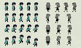 create pixel art tileset, sprite sheet, 2d sprite sheet, pixel game assets, rpg