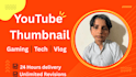 design  viral youtube thumbnail for vlogs gaming tech channel with high crt