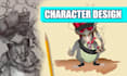 draw expressive cartoon character design with a loose painterly style