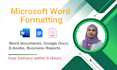 professionally format word documents, reports, and ebooks